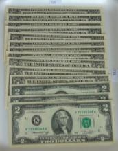 11 UNC. 1981A $1 Notes. 3 1976 UNC. $2 Notes.