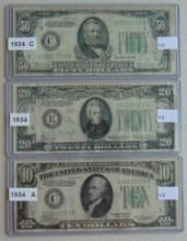 Currency Variety: 1934A $10 FRN. 1934 $20 FRN.