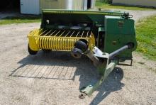 John Deere 327 Small Square Baler, tuned up a year ago, stored inside.