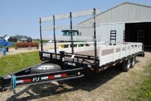 2014 PJ Bumper Pull Flatbed Tandem Axle Trailer 17' plus 3' beaver tail, 18" tall removable sides, t