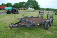 Homemade Skidloader Trailer, 11'x6', tandem axle, flip-up ramps, expanded metal floor, 5-bolt wheels