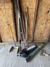 Misc. posts and yard tools, Toro electric power sweep.