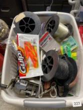 Assorted Fishing reels, line, tackle, & more