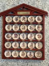 M.J. Hummel Miniature Plate Collection from 1971-1995 (Includes wooden display case)