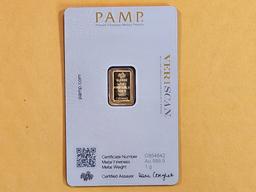 GOLD! PAMP Suisse one gram .9999 fine gold bar