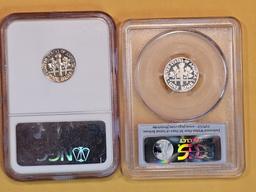Two GEM PCGS & NGC Graded silver Roosevelt Dimes