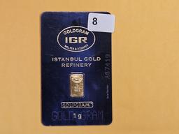 GOLD! Istanbul Gold Refinery One Gram .9999 fine gold bar