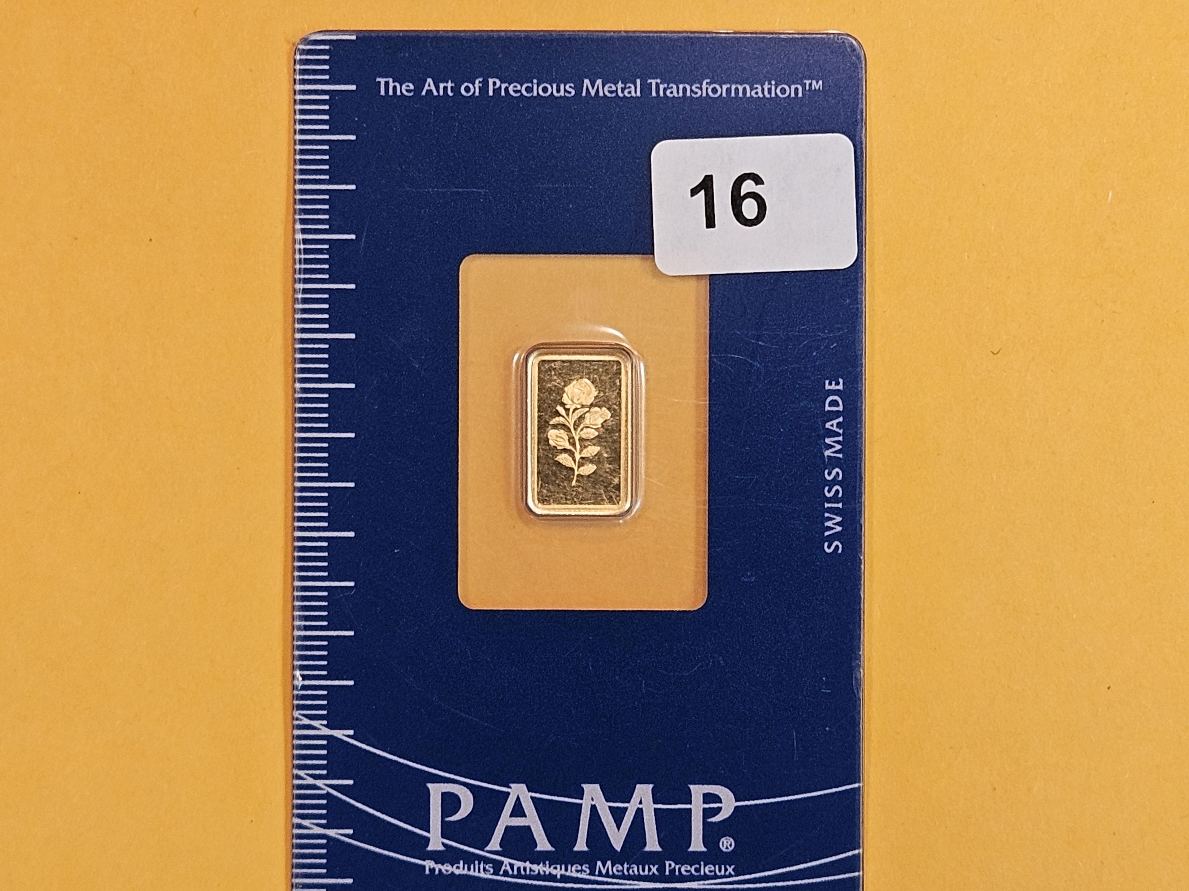 GOLD! PAMP Suisse one gramm .9999 fine gold bar