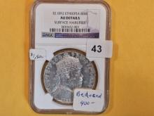 * NGC EE1892 Ethiopia Birr in Brilliant About Uncirculated - details