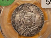 GEM! PCGS 1901 German States Prussia silver 2 marks in Mint State 66