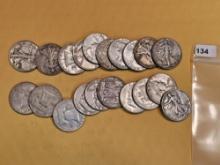 Twenty mixed Silver Half Dollars