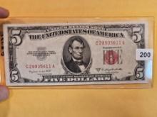 About Uncirculated 1953-B Five Dollar US Note