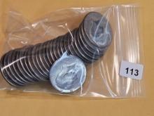 Twenty-Five silver Kennedy Half Dollars