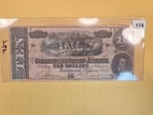 1864 Ten Dollar Confederate Note