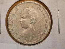 1881 Spain silver 1 peseta