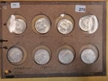 Eight Brilliant Uncirculated silver 1964 Kennedy half Dollars