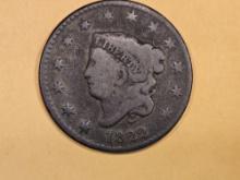 1822 Coronet Head Large Cent