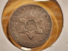 1852 Three Cent silver Trime