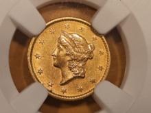 GOLD! NGC 1852 Gold Dollar in About Uncirculated - 58