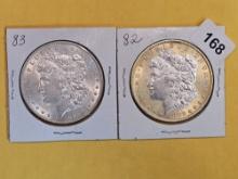 1882 and 1882 Morgan Dollars