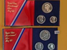 Two Proof Deep Cameo Silver 3-coin Bicentennial Proof Sets