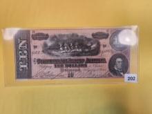 Nice 1864 Confederate States of America Ten Dollar Note