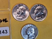 1939P, 1940-P and 1940-S silver Washington Quarters