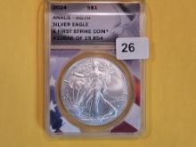 PERFECT! ANACS 2024 American Silver Eagle in Mint State 70