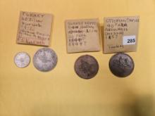 Four older Turkish coins