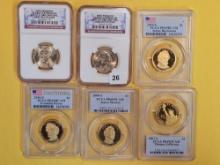 Six NGC and PCGS-graded Presidential Dollars