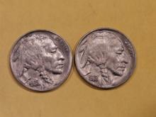 Two nice 1938-D Buffalo Nickels