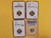 Four PCGS and NGC-graded Small cents