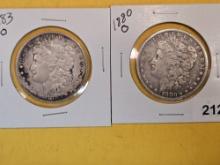 1883-O and 1880-O Morgan Dollars