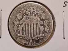 Better Date 1876 Shield Nickel in Very Fine - details