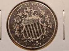 1872 Shield Nickel in Extra Fine - details