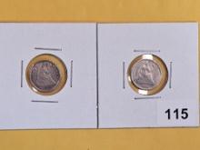 1858 and 1872 Seated Liberty Half Dimes