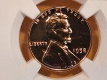 GEM! NGC 1958 Wheat Cent in Proof 68 RED