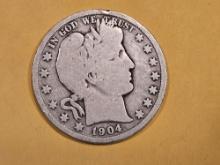 Better Date 1904-O Barber Half Dollar