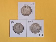 Three Seated Liberty Half Dollars