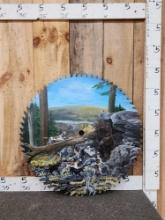 Oil Painting On Vintage Sawmill Blade