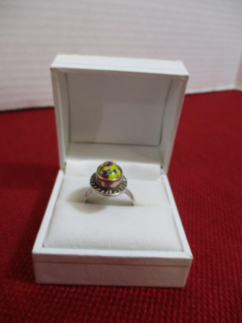 Sterling Silver Ring w/ Bubblegum Cabochon