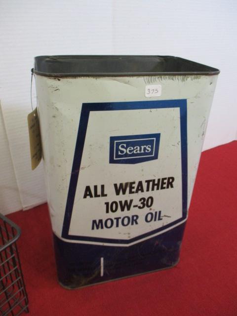 Sears 10 Quart Motor Oil Can w/ Wire Basket