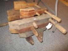 Primitive Wooden Screw Clamps-Lot of 5