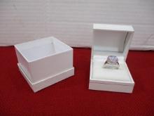 Sterling Silver Bling Ladies Estate Ring-"Pink Passion"