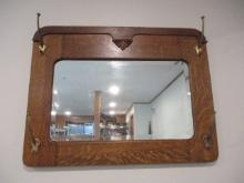 Solid Oak Antique Hall Mirror