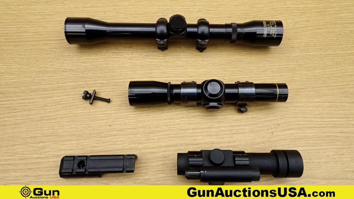 Leupold, Etc. Scopes, Etc. . Very Good. Lot of 4; 1- Leupold M8 2x Extended Hand Gun Scope. 1- Charl