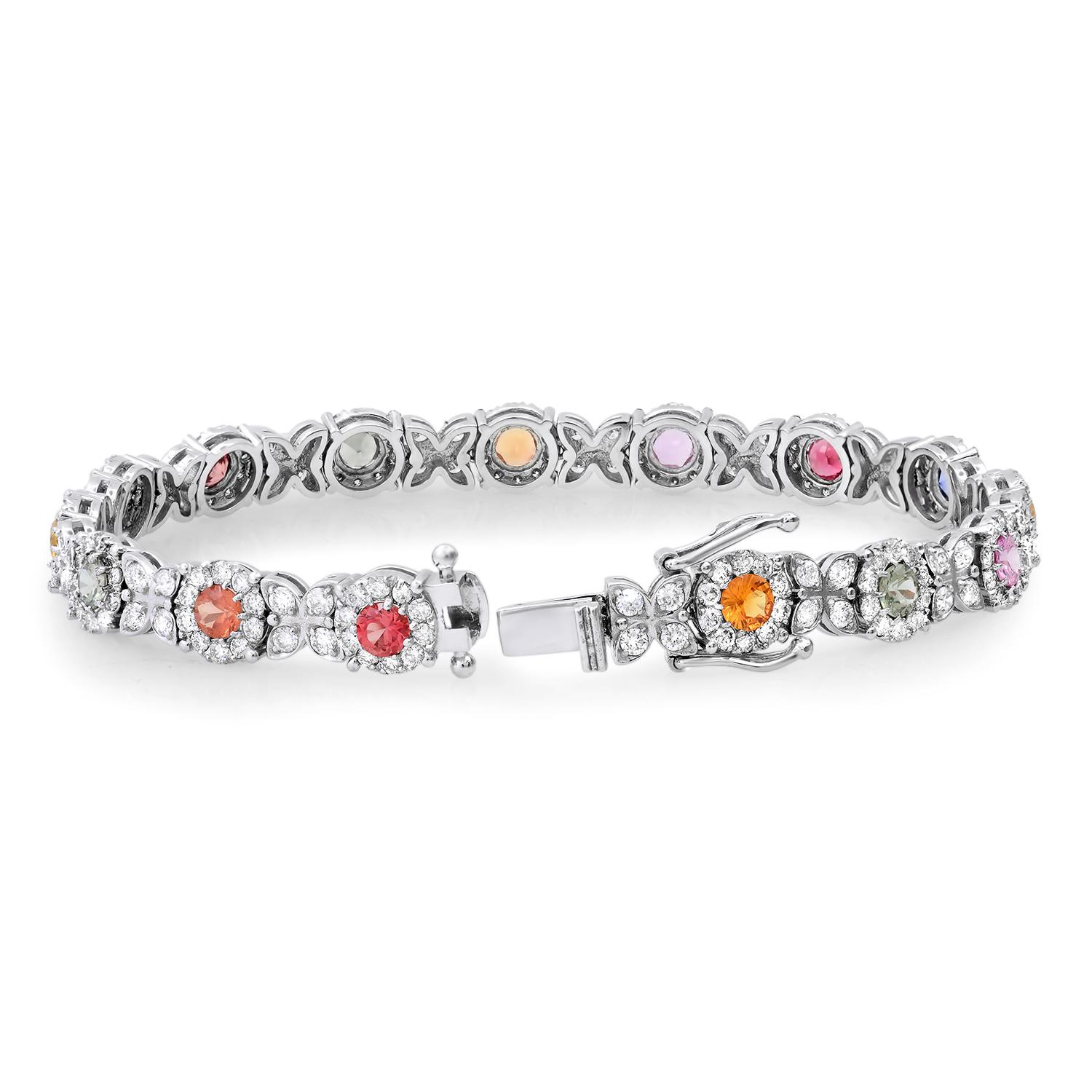 14K White Gold Setting with 3.02ct Sapphire and 3.37ct Diamond Bracelet