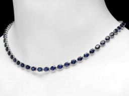 14K White Gold 28.57ct Sapphire and 1.62ct Diamond Necklace
