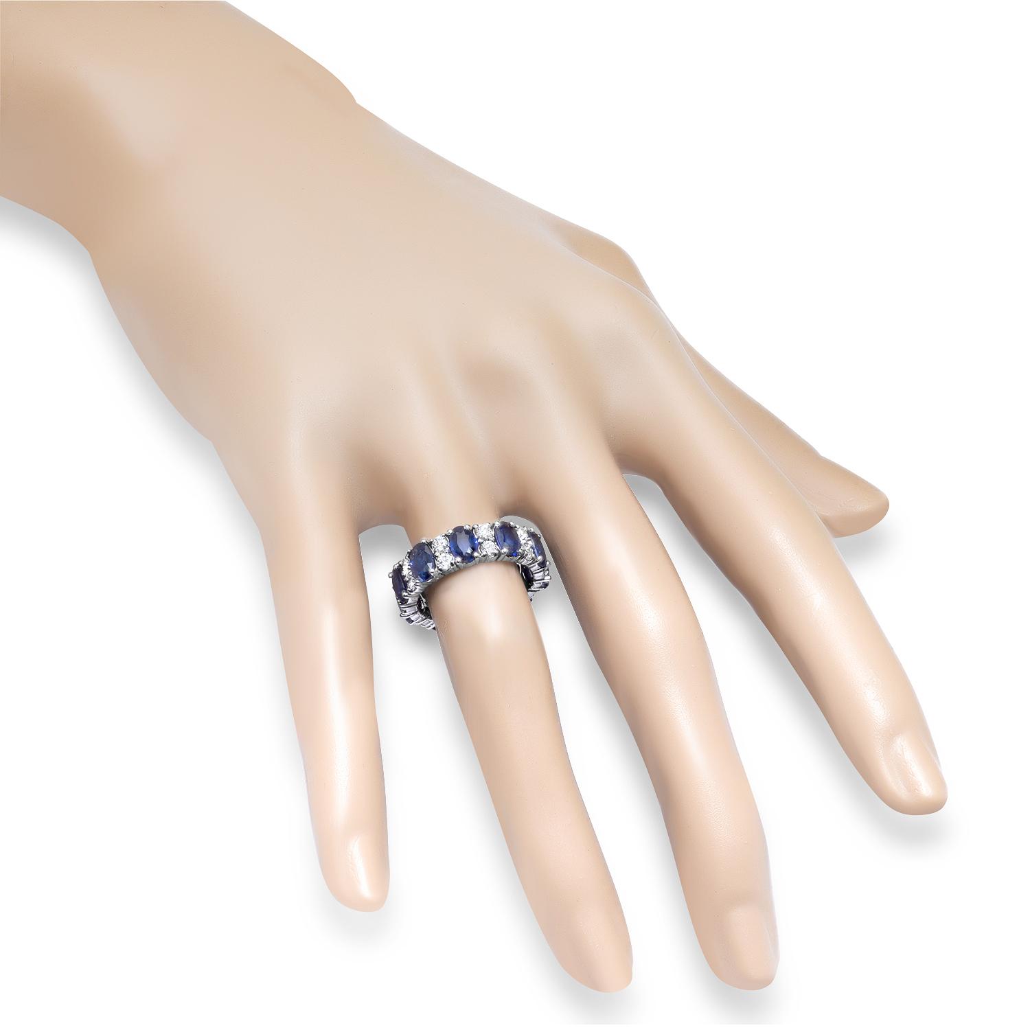 14K White Gold Setting with 5.37ct Sapphire and 1.21ct Diamond Band