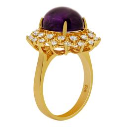 14k Yellow Gold 5.10ct Amethyst 0.72ct Diamond Ring